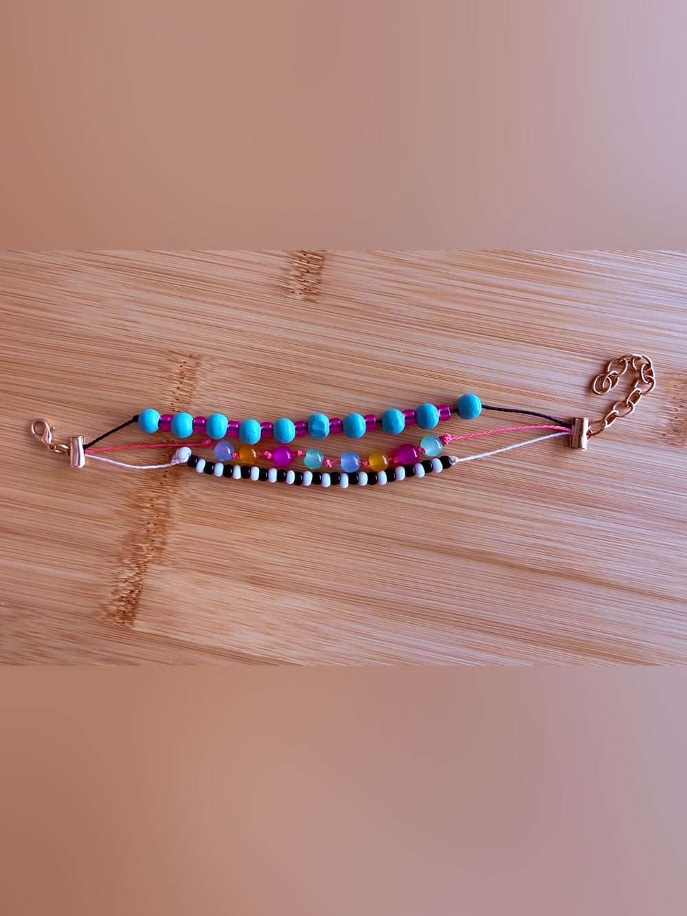 Handmade mod multi strand adjustable beaded colorful bracelet in Farmers Market